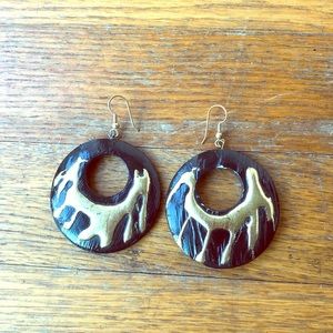 Light Wooden Black Earrings